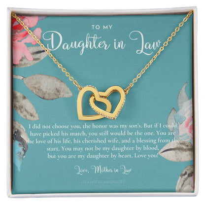 Daughter-In-Law Gift Necklace Wedding Gift Jewelry From Mother-In Law Gift For Bride Daughter-In-Heart Interlocking Hearts Necklace