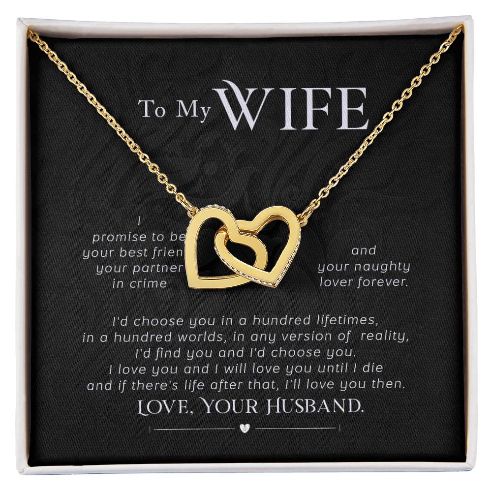 To My Wife Interlocking Hearts Necklace