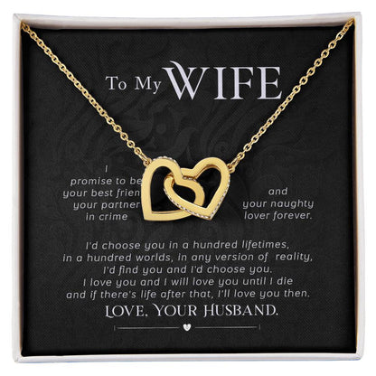 To My Wife Interlocking Hearts Necklace