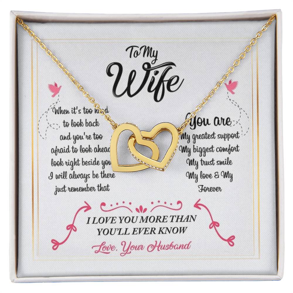 To My Wife Necklace From Husband Interlocking Hearts Necklace