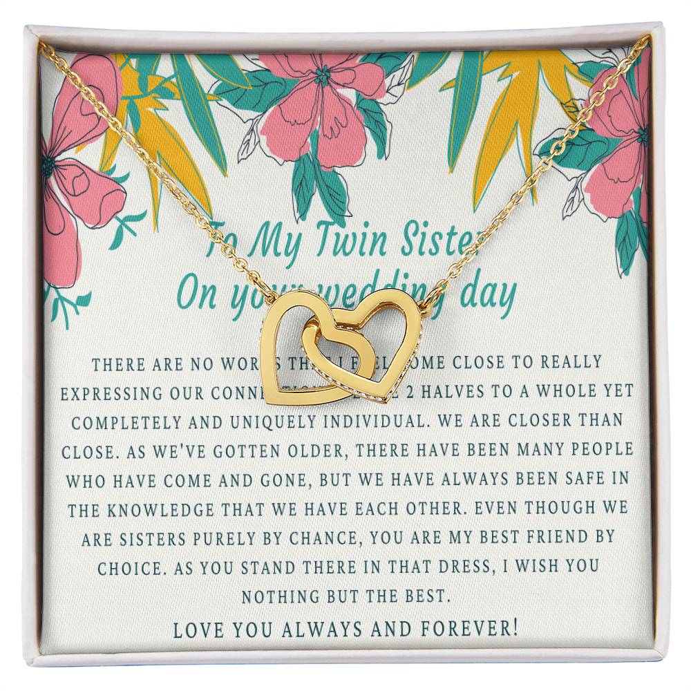 Bride Gift From Sister Sister Wedding Gift From Twin Sister Sister Wedding Necklace Wedding Day Gift For Bride From Sister Interlocking Hearts Necklace