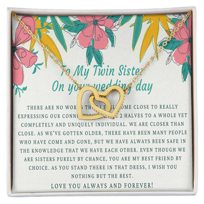 Bride Gift From Sister Sister Wedding Gift From Twin Sister Sister Wedding Necklace Wedding Day Gift For Bride From Sister Interlocking Hearts Necklace