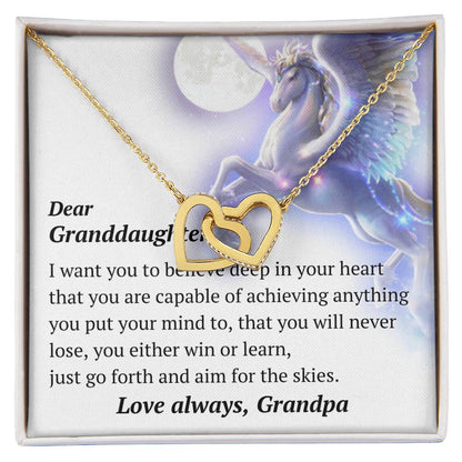 Dear Granddaughter Pegasus Necklace Interlocking Hearts Necklace