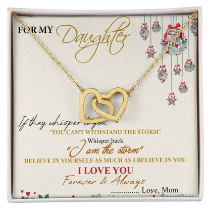 For My Daughter Interlocking Hearts Necklace Message Card