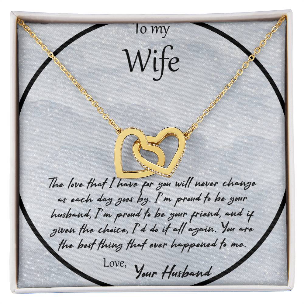 To My Wife The Love That I Have For You - Gray Interlocking Hearts Necklace