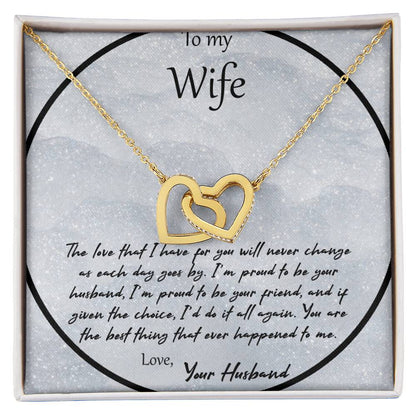 To My Wife The Love That I Have For You - Gray Interlocking Hearts Necklace