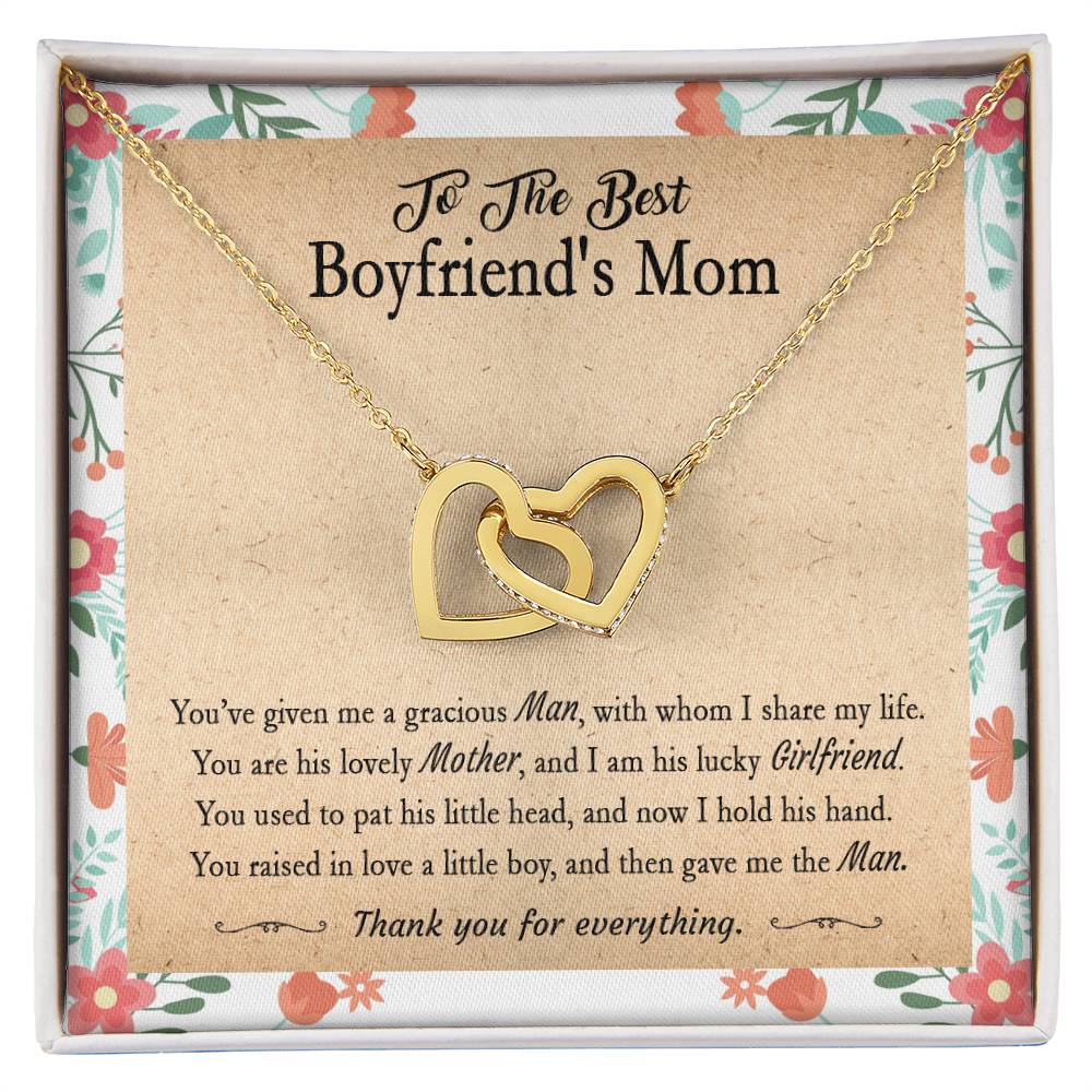Gift For Boyfriend'S Mom - You'Ve Given Me A Gracious Man 2 - Interlocking Interlocking Hearts Necklace