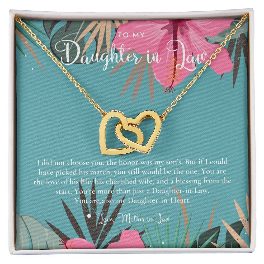 Daughter-In-Law Gift Necklace Wedding Gift Jewelry From Mother-In Law Gift For Bride Daughter-In-Heart Interlocking Hearts Necklace