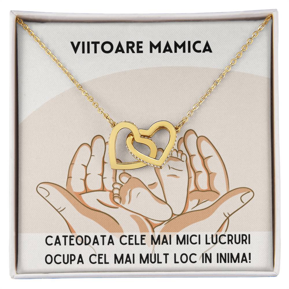 Colier Inimi Conectate Pentru Viitoare Mamica Interlocking Hearts Necklace