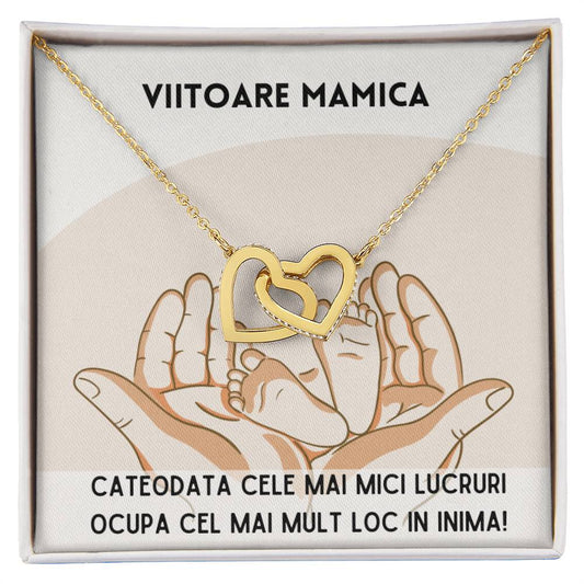 Colier Inimi Conectate Pentru Viitoare Mamica Interlocking Hearts Necklace