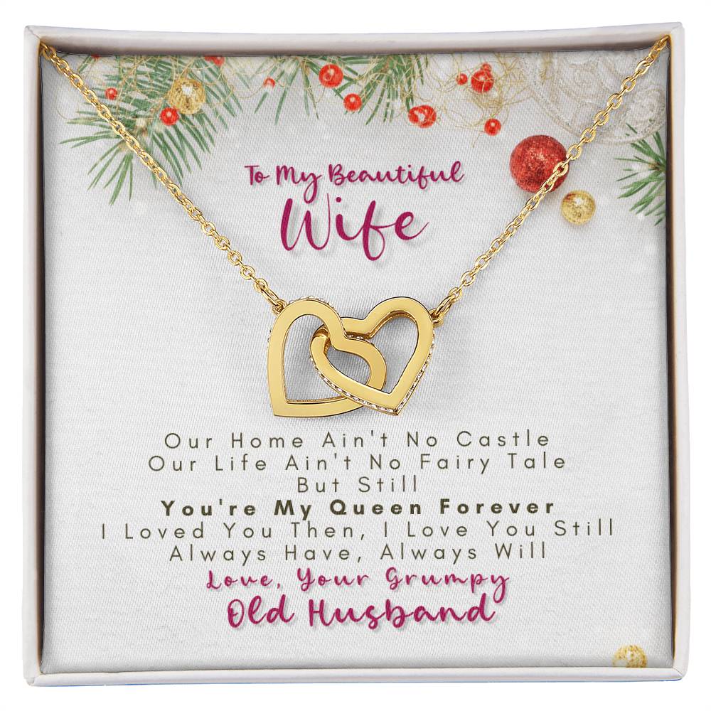 To My Wife - You'Re My Queen Forever - Necklace Interlocking Hearts Necklace