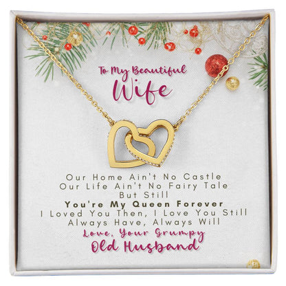 To My Wife - You'Re My Queen Forever - Necklace Interlocking Hearts Necklace