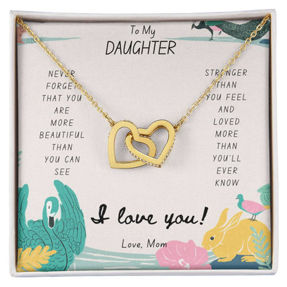 Daughter Gift To My Daughter Necklace From Mom To My Daughter Necklace From Dad Gift For Daughter From Mom Daughters Birthday Gift Interlocking Hearts Necklace