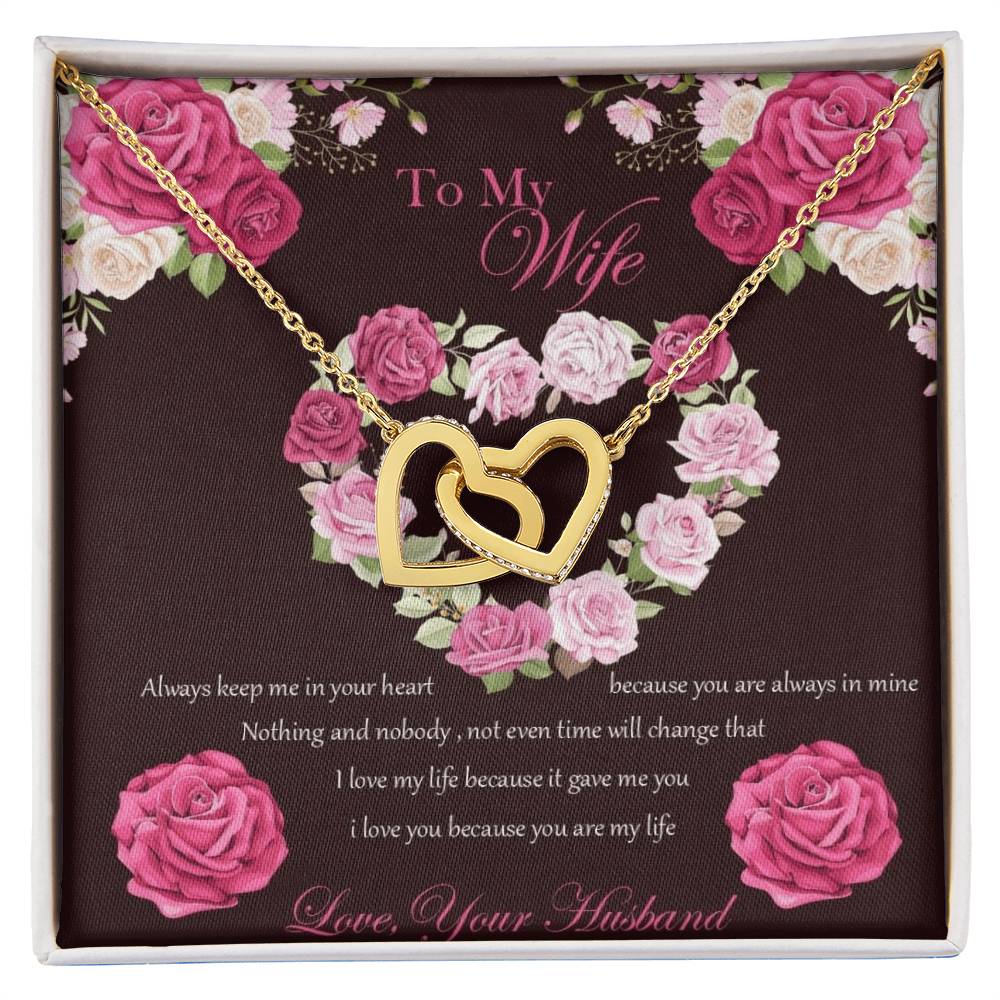 To My Wife Necklace Gift Set Interlocking Hearts Necklace