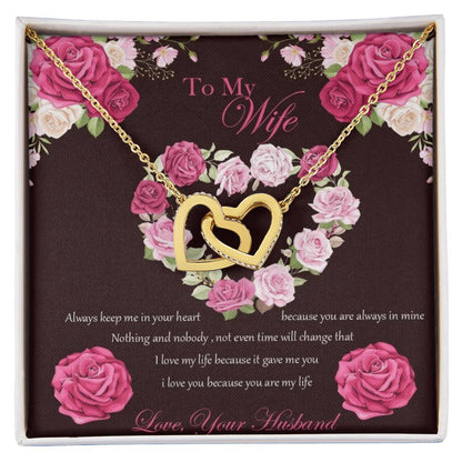 To My Wife Necklace Gift Set Interlocking Hearts Necklace
