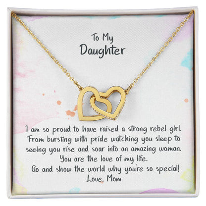 Daughter My Rebel Girl - Hearts Necklace Interlocking Hearts Necklace