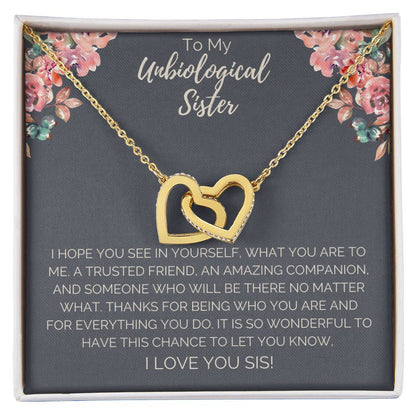 Unbiological Sister Necklace - Dark Interlocking Hearts Necklace