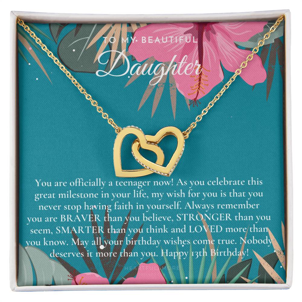 Gift For 13 Year Old Girl Gifts 13Th Birthday Girl 13Th Birthday Gift Thirteenth Birthday Necklace Teen Birthday Gift Official Teenager Interlocking Hearts Necklace