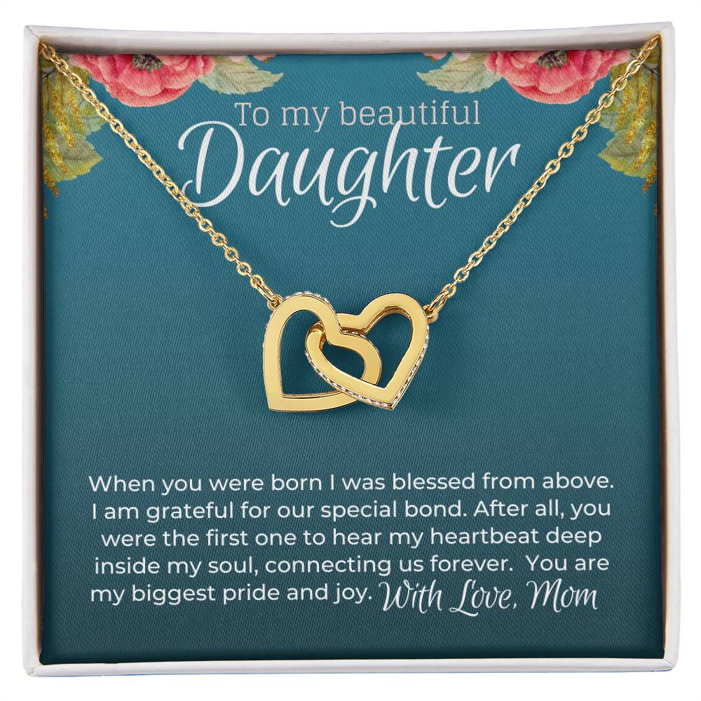 Beautiful Daughter From Mom Special Bond Necklace - Limited Edition Interlocking Hearts Necklace