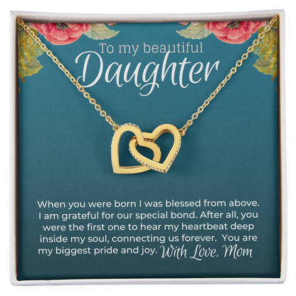 Beautiful Daughter From Mom Special Bond Necklace - Limited Edition Interlocking Hearts Necklace