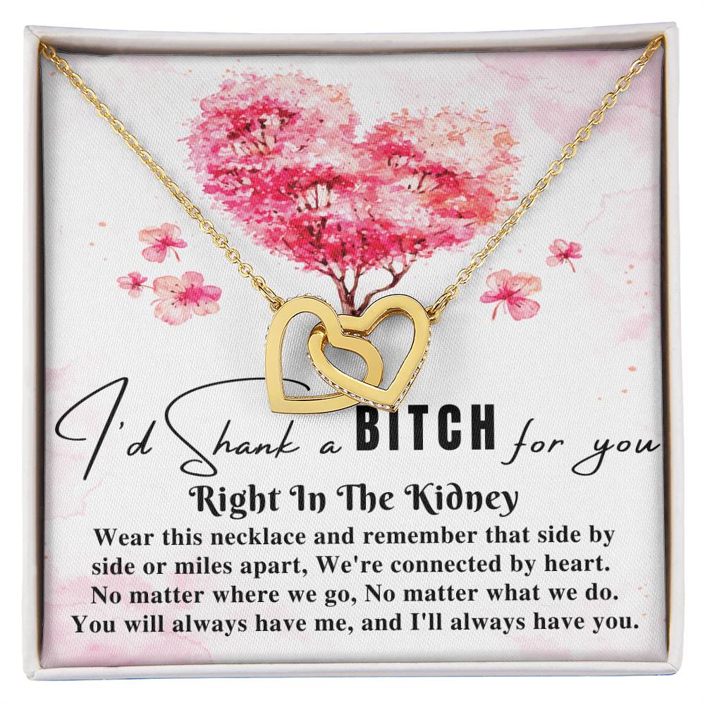 Funny Gift For Best Friend Woman I'D Shank A Bitch For You Right In The Kidney Birthday Gift For Her Necklace Gift For Sister Two Hearts Interlocking Hearts Necklace
