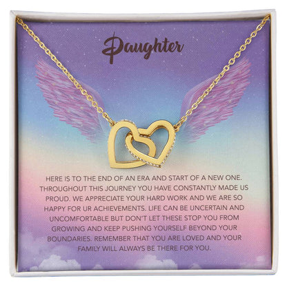 Wings To My Daughter Interlocking Hearts Necklace
