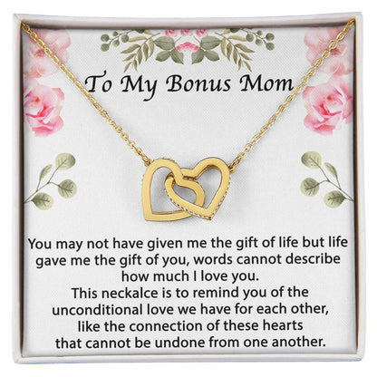 Bonus Mom Gift Bonus Mom Necklace Unbiological Mom Gift Unbiological Mom Neclace Card Mother'S Day Gift For Stepmom Foster Mom In Law Interlocking Hearts Necklace