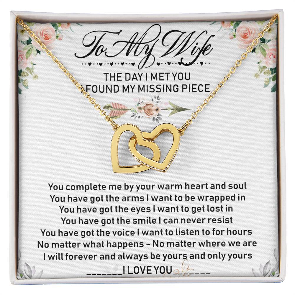 To My Wife Interlocking Hearts Necklace Message Card