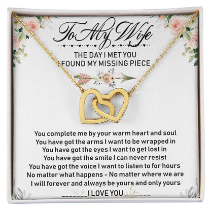 To My Wife Interlocking Hearts Necklace Message Card