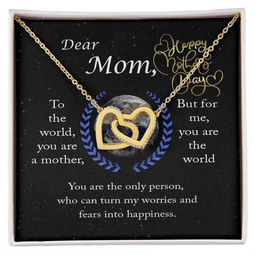 Dear Mom You Are The World Two Hearts Necklace Interlocking Hearts Necklace