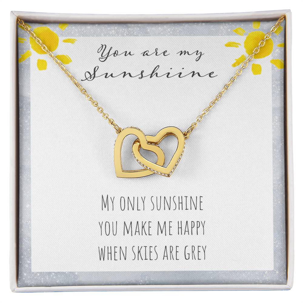 You Are My Sunshine Interlocking Hearts Necklace
