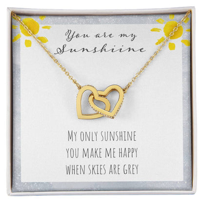 You Are My Sunshine Interlocking Hearts Necklace