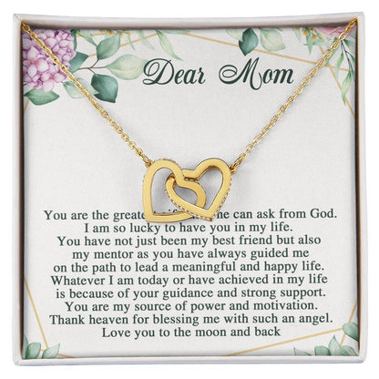 Dear Mom Interlocking Hearts Necklace Message Card
