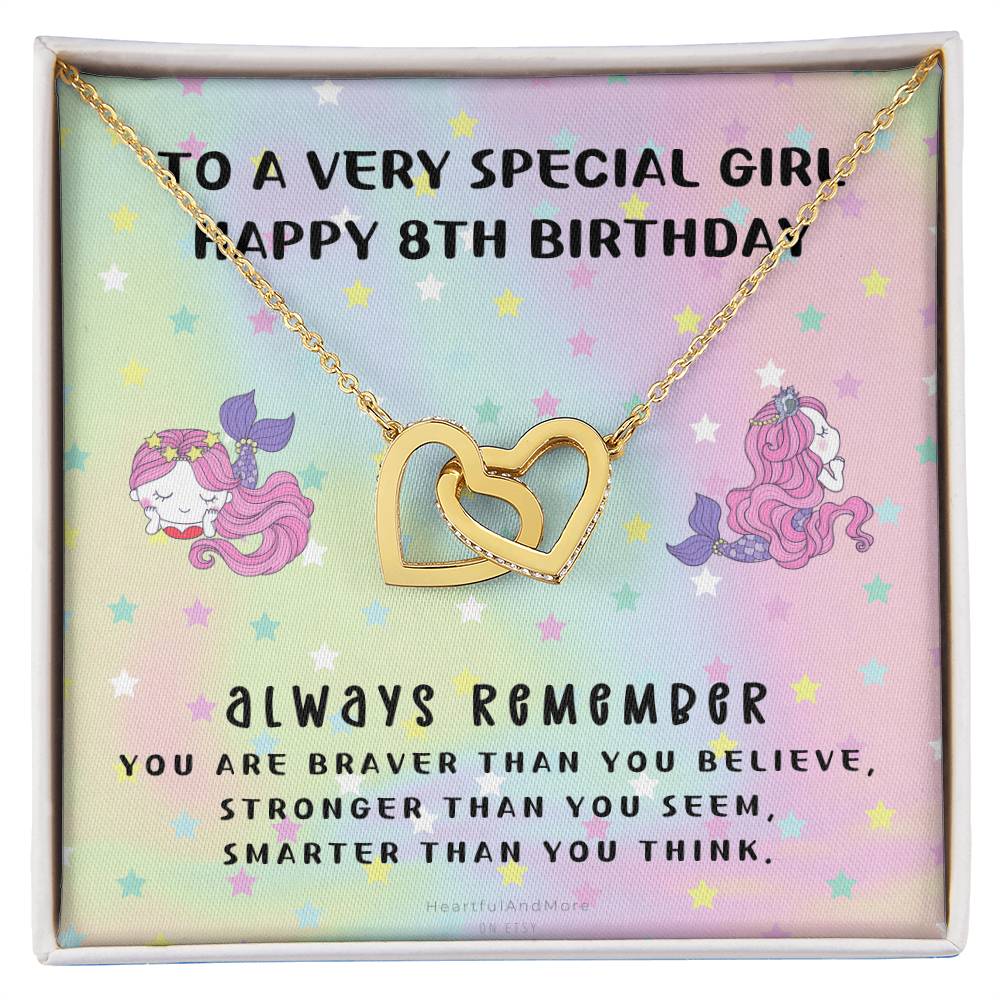8Th Birthday Gift 8Th Birthday Necklace Gift Happy 8Th Birthday Gift Gift For 8 Year Birthday Girl Interlocking Hearts Necklace