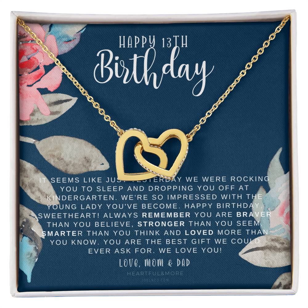 Gift For 13 Year Old Girl Gifts 13Th Birthday Girl 13Th Birthday Gift Thirteenth Birthday Necklace Teen Birthday Gift Official Teenager Interlocking Hearts Necklace