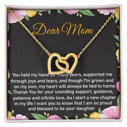 Dear Mom Thank You Blessed Daughter Interlocking Hearts Necklace