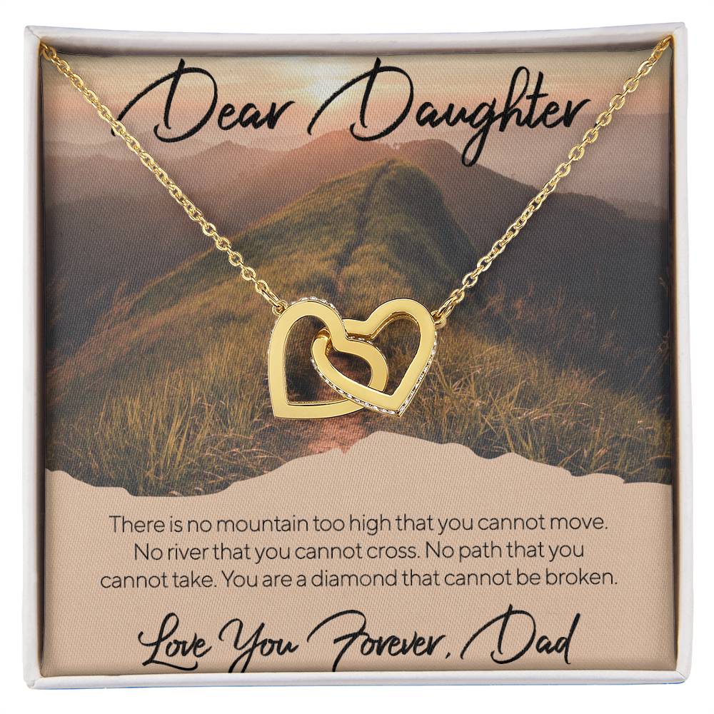 Dear Daughter - Love You Forever - Dad Interlocking Hearts Necklace