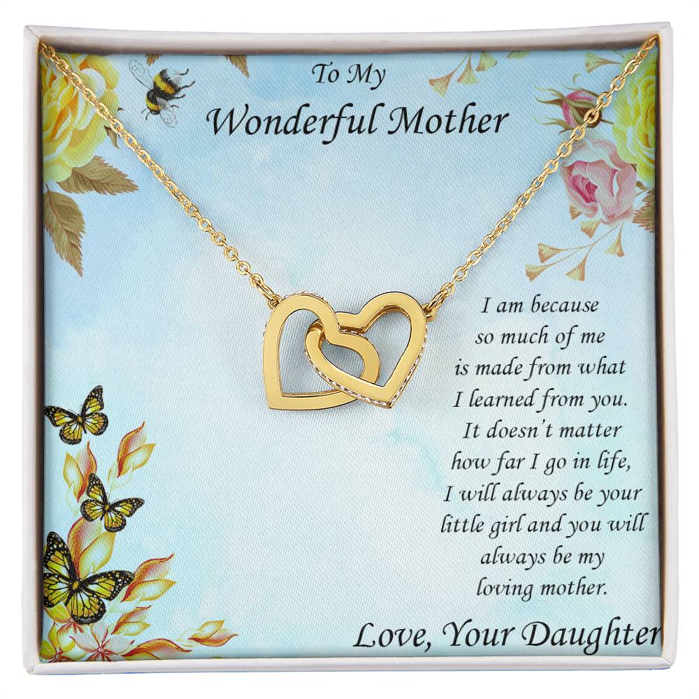 Beautiful Gold And Silver Interlocking Hearts Necklace Gift For Mother From Daughter