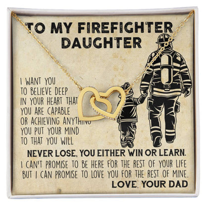Firefighter Daughter Gift To Firefighter Daughter Gift From Dad Firefighter Daughter Necklace Interlocking Hearts Necklace