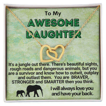 Awesome Daughter Linked Hearts Necklace Gift From Mom Or Dad Interlocking Hearts Necklace