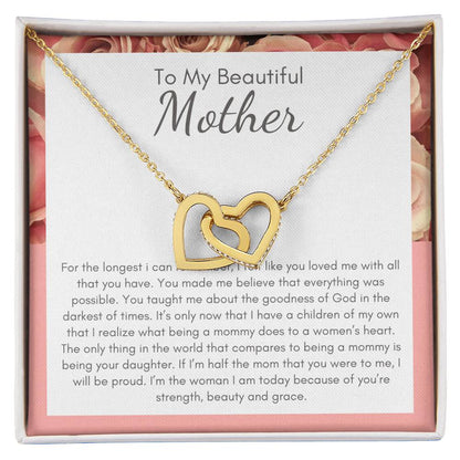 A Beautiful Gift For My Beatiful Mother Interlocking Hearts Necklace