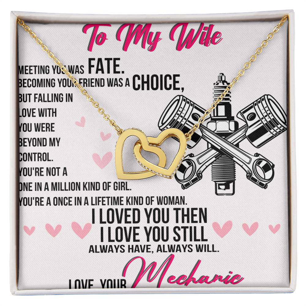 To My Wife Interlocking Hearts Necklace Message Card