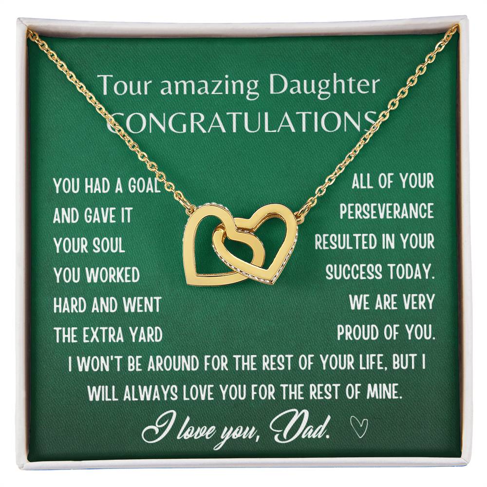 Gift For Daughter From Dad- I Will Always Love You For The Rest Of Mine Interlocking Hearts Necklace