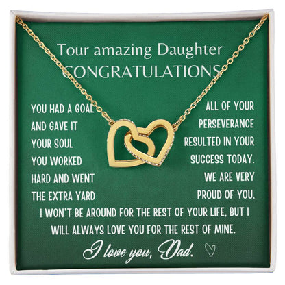 Gift For Daughter From Dad- I Will Always Love You For The Rest Of Mine Interlocking Hearts Necklace