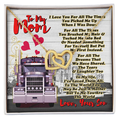 Trucker'S Mom- Interlocking Heart Necklace Interlocking Hearts Necklace