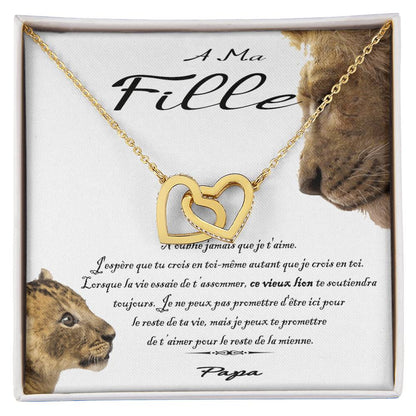 À Ma Fille - Ce Vieux Lion Te Soutiendra Toujours Interlocking Hearts Necklace