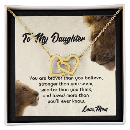 Gift For Daughter - You Are Braver - The Interlocking Heart Necklace Interlocking Hearts Necklace