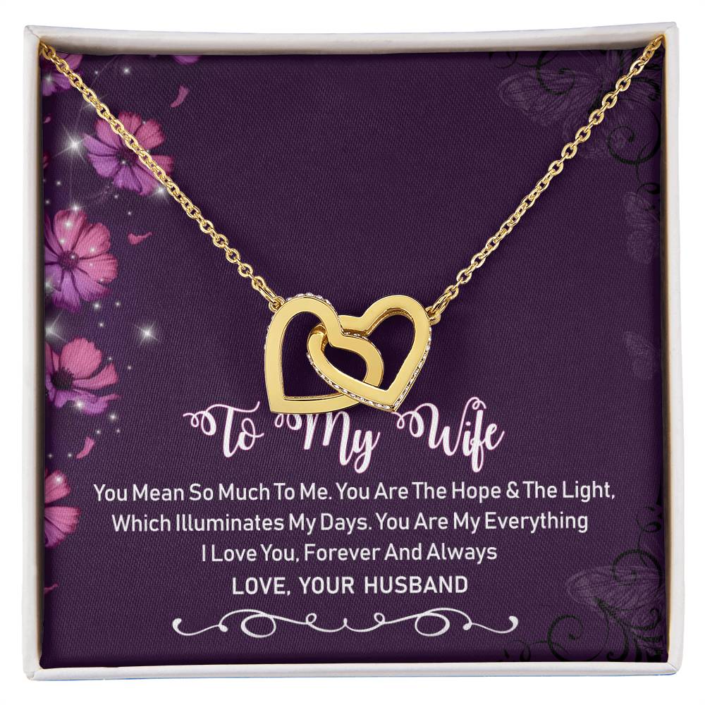 To My Wife Interlocking Hearts Necklace Message Card