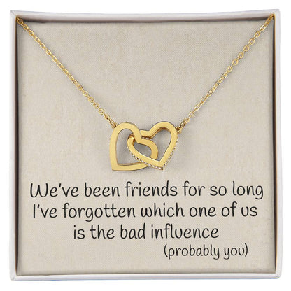 Best Friend Probably You Funny Interlocking Heart Necklace Best Friend Gift Bff Gift Interlocking Hearts Necklace