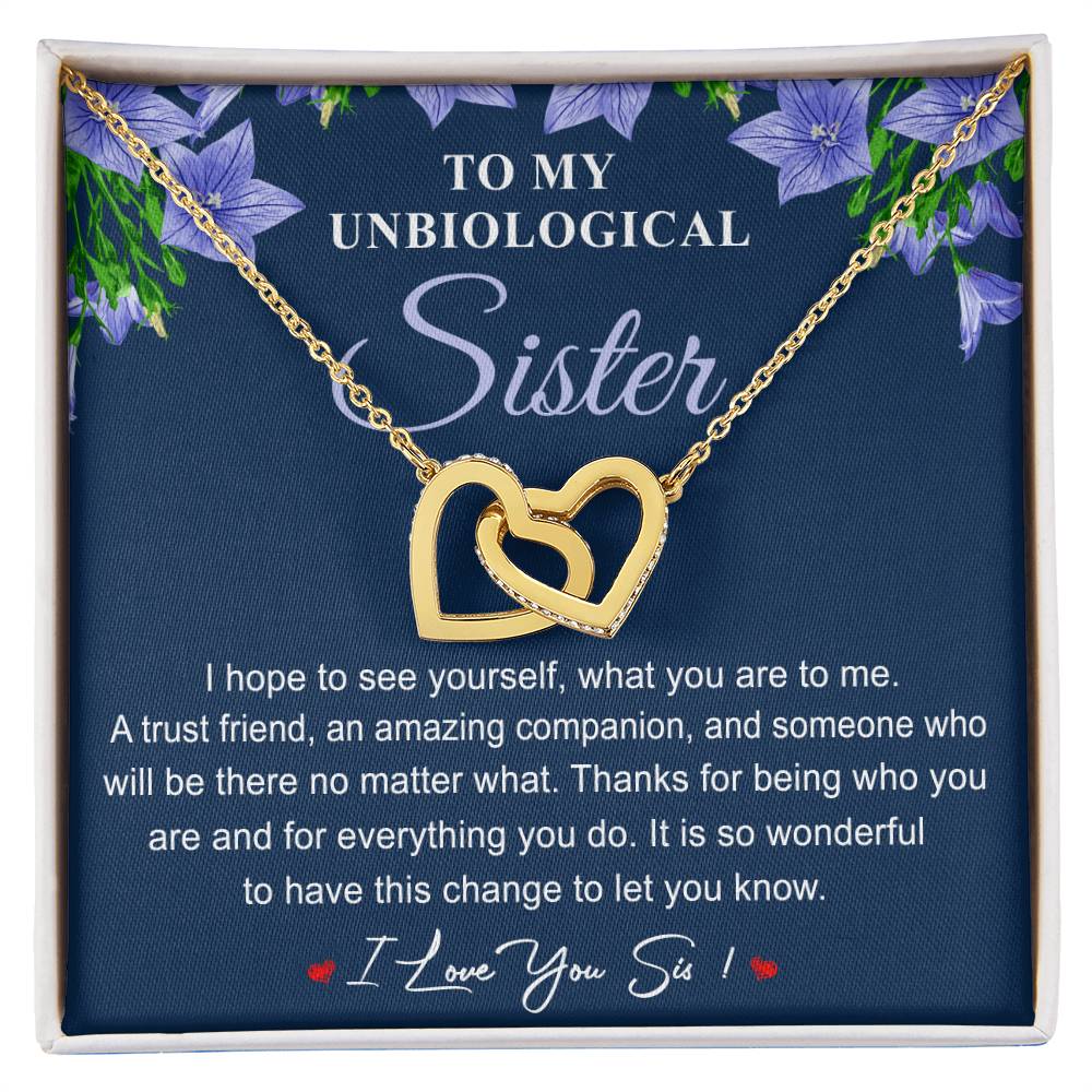 Collection Unbiological Sister - Love You Sis ! Interlocking Hearts Necklace
